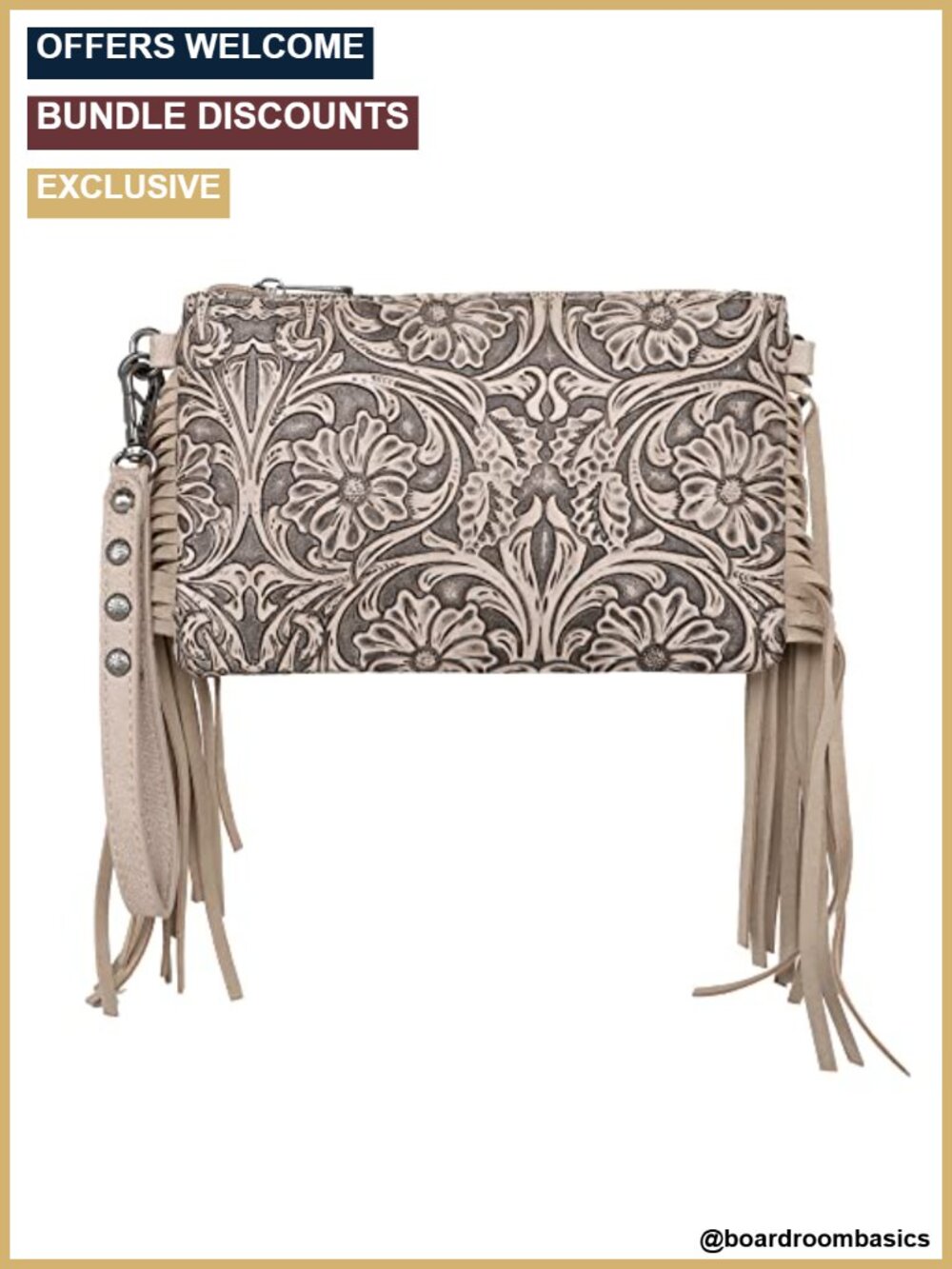 Western Floral Embossed Synthetic Leather Crossbody Wallet Wristlet Clutch